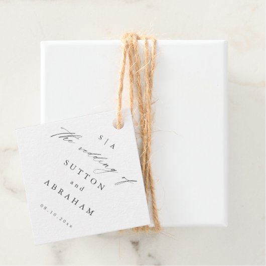 Monogram-script bruiloft bedankjes labels (In situ)