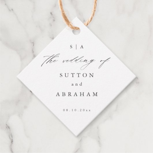 Monogram-script bruiloft bedankjes labels (Voorkant)