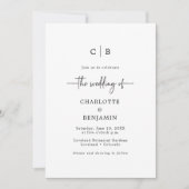 Monogram-script bruiloft kaart (Voorkant)