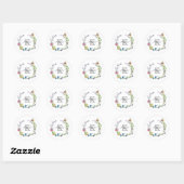 Monogram Script Calligrafie Vlinders Bloemen Ronde Sticker (Vel)