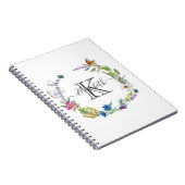 Monogram Script Calligraphy Butterflies Flowers Notitieboek (Rechterzijde)
