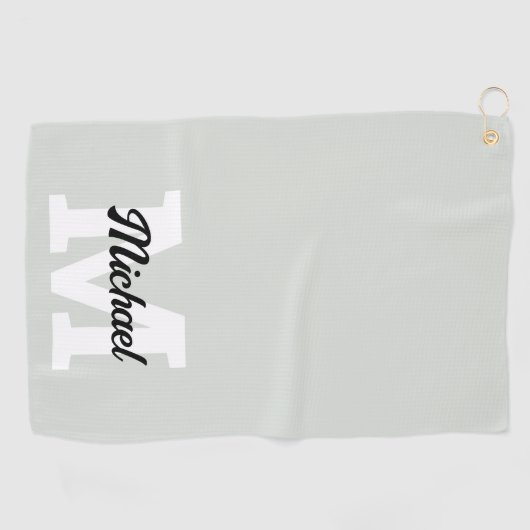 Monogram Script Calligraphy Sage Green Golfhanddoek (Horizontaal)