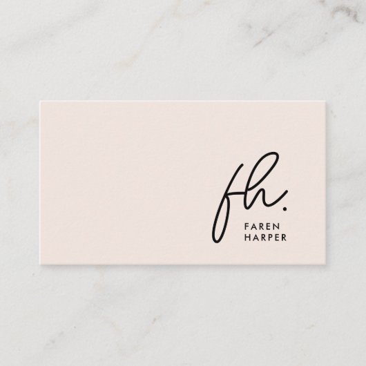 Monogram Script Chic Blush Pink Simple Elegant Visitekaartje (Voorkant)