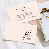 Monogram Script Chic Blush Pink Simple Elegant Visitekaartje