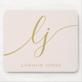 Monogram Script Elegant Girly Blush Pink Gold Muismat