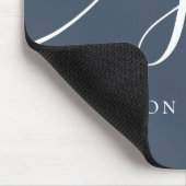 Monogram Script Elegant Vrouwelijk Marine Blauw Muismat (Hoek)