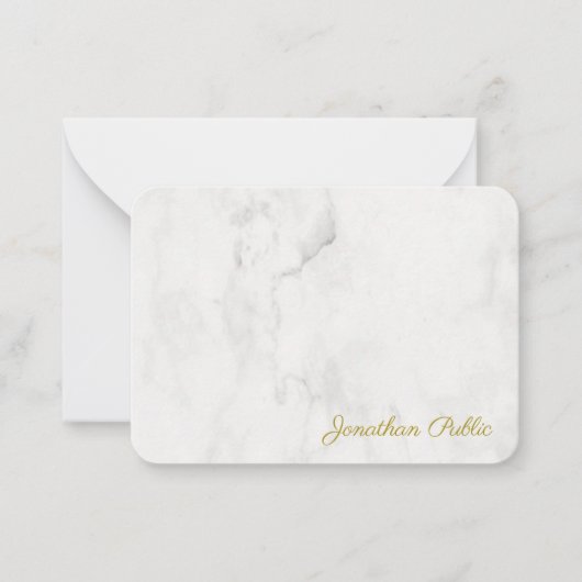 Monogram Script Elegant White Marble Sjabloon (Voorkant)