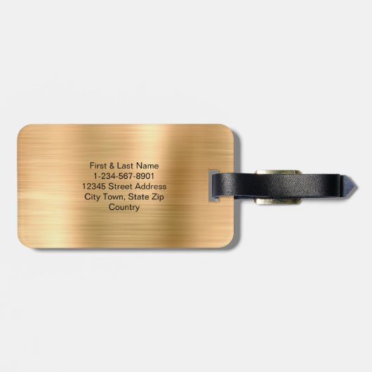 Monogram Script Faux Gold Metal Steel Bagagelabel (Achterkant horizontaal)