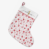 Monogram Script feestelijke Feestdagen Grote Kerstsok (Voorkant (Hangend))