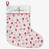 Monogram Script feestelijke Feestdagen Grote Kerstsok (Voorkant)