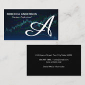 Monogram Script Gray | Financieel overzicht aandel Visitekaartje (Voorkant / Achterkant)