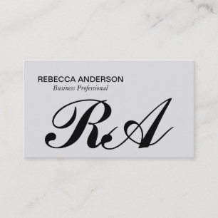 Monogram Script grijs   Lichtgrijs Visitekaartje