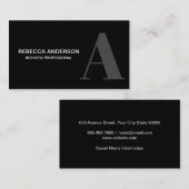 Monogram Script Gris | Carte de visite professionn (Devant / Derrière)