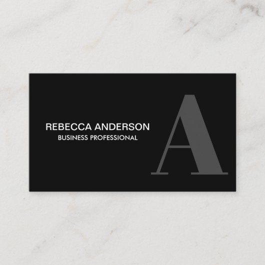 Monogram Script Gris | Carte de visite professionn (Devant)