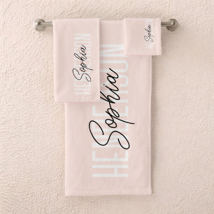 Monogram Script Handtekening Blush Pink Bad Handdoek