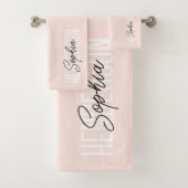 Monogram Script Handtekening Blush Pink Bad Handdoek (Insitu)
