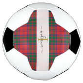 Monogram Script Initiaal Groen Rood Geruit Tartan Voetbal (Gedraaid)