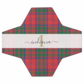 Monogram Script Initiaal Groen Rood Geruit Tartan Voetbal (Enkel)
