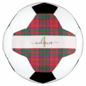 Monogram Script Initiaal Groen Rood Geruit Tartan Voetbal (Voorkant)