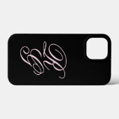 Monogram Script Initialen Roze en zwart beeld Case-Mate iPhone Case (Achterkant (horizontaal))