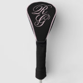 Monogram Script Initialen Roze en Zwart Golfheadcover (Voorkant)