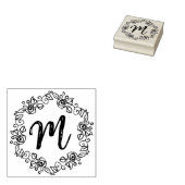 Monogram Script Krans Kalligrafie Wood Art Stamp Rubberstempel (Gestempeld)