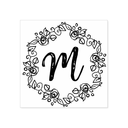 Monogram Script Krans Kalligrafie Wood Art Stamp Rubberstempel (Afrduk)