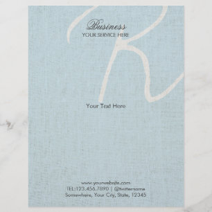 Monogram Script Lichtblauwe Nep Linnen Brochures