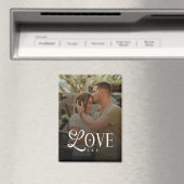Monogram Script Love Custom Engaged Couples Photo Magneet (Insitu (Vaatwasser))