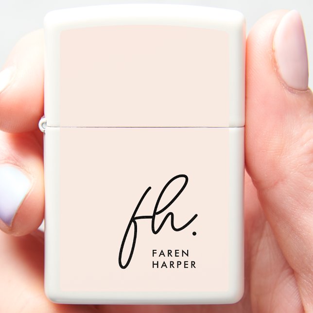 Monogram Script Modern Girly Vrouwelijke Blush (Creator heeft geüpload)