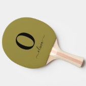 Monogram Script Naam Gepersonaliseerd Goud en Zwar Tafeltennisbatje (Zijkant)
