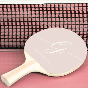 Monogram Script Naam Modern Monogrammed Pink Tafeltennisbatje