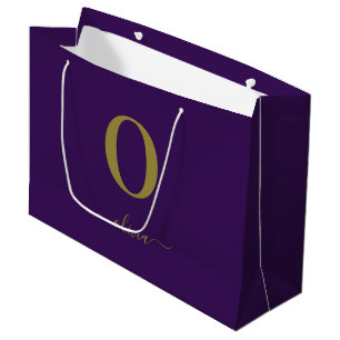 Monogram Script Naam Persoonlijk Paars En Goud Groot Cadeauzakje