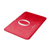 Monogram Script Naam Persoonlijk Rood en Wit Badmat (Gekanteld)