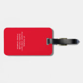 Monogram Script Naam Persoonlijk Rood en Wit Bagagelabel (Achterkant horizontaal)