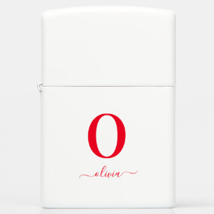 Monogram Script Naam Persoonlijk Wit en Rood