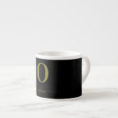 Monogram Script Naam Persoonlijk Zwart En Goud Espresso Kop (Voorkant rechts)