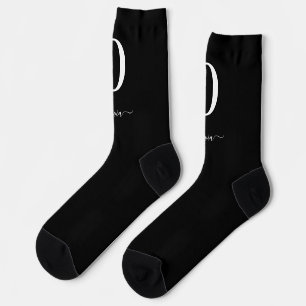 Monogram Script Naam Persoonlijk Zwart En Wit Sokken