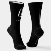Monogram Script Naam Persoonlijk Zwart En Wit Sokken (Gebogen)