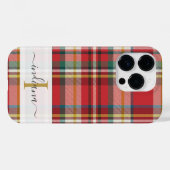 Monogram Script Naam Plaid Rood Patroon Rustiek Case-Mate iPhone Case (Achterkant (horizontaal))
