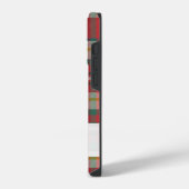 Monogram Script Naam Plaid Rood Patroon Rustiek iPhone Hoesje (Linkerkant)