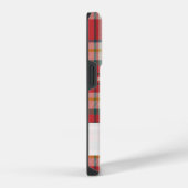 Monogram Script Naam Plaid Rood Patroon Rustiek iPhone Hoesje (Rechterkant)