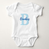 Monogram Script Name Blue Custom Text Unisex Romper (Voorkant)