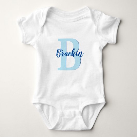Monogram Script Name Blue Custom Text Unisex Romper (Voorkant)
