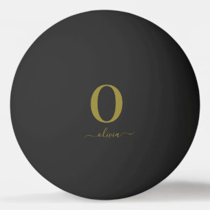 Monogram Script Name Personated Black and Gold Pingpongballen