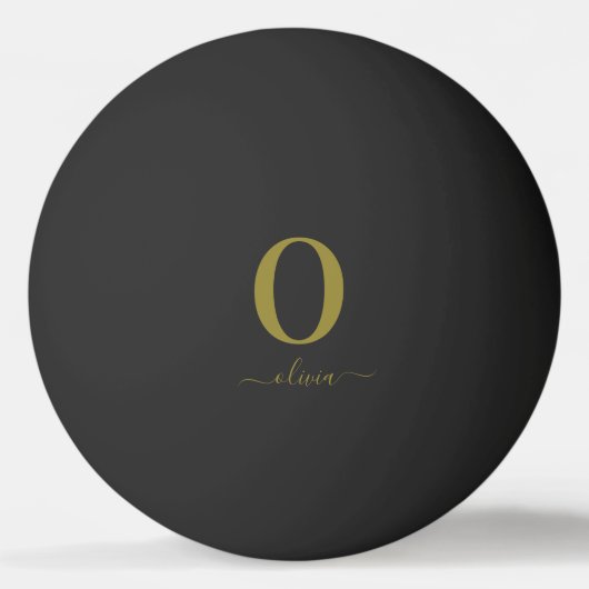 Monogram Script Name Personated Black and Gold Pingpongballen (Voorkant)