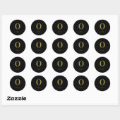 Monogram Script Name Personated Black and Gold Ronde Sticker (Vel)