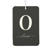 Monogram Script Name Personated Black and White Luchtverfrisser (Voorkant)