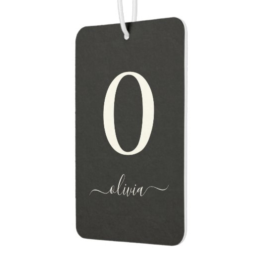 Monogram Script Name Personated Black and White Luchtverfrisser (Links)