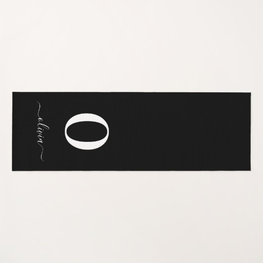 Monogram Script Name Personated Black and White Yogamat (Voorkant (horizontaal))